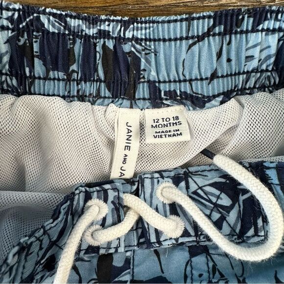Janie and Jack Elephant Print Blue Swim Trunks - Picture 3 of 4